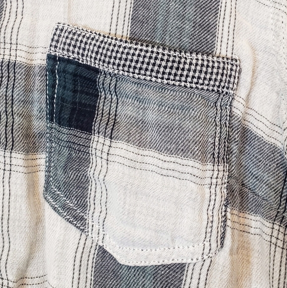 Maurices NEW Plaid Button Up Shirt Long Sleeves Size XL Black Cream Gray Cotton - Picture 6 of 15